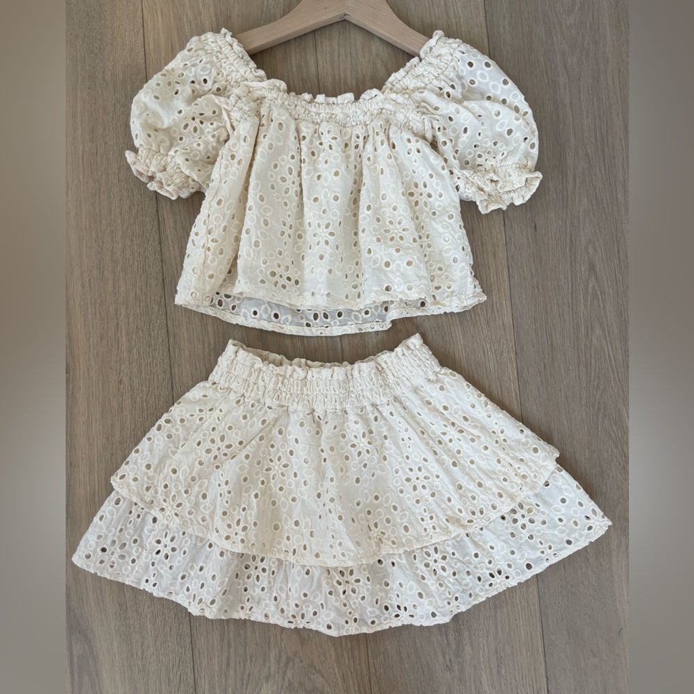 Rylee + Cru Ivory Eyelet Ruffle Set